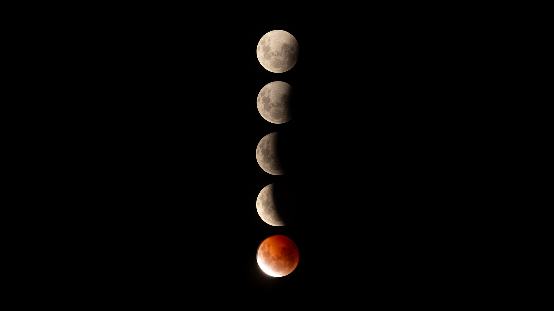 Sequência vertical das fases de um eclipse lunar