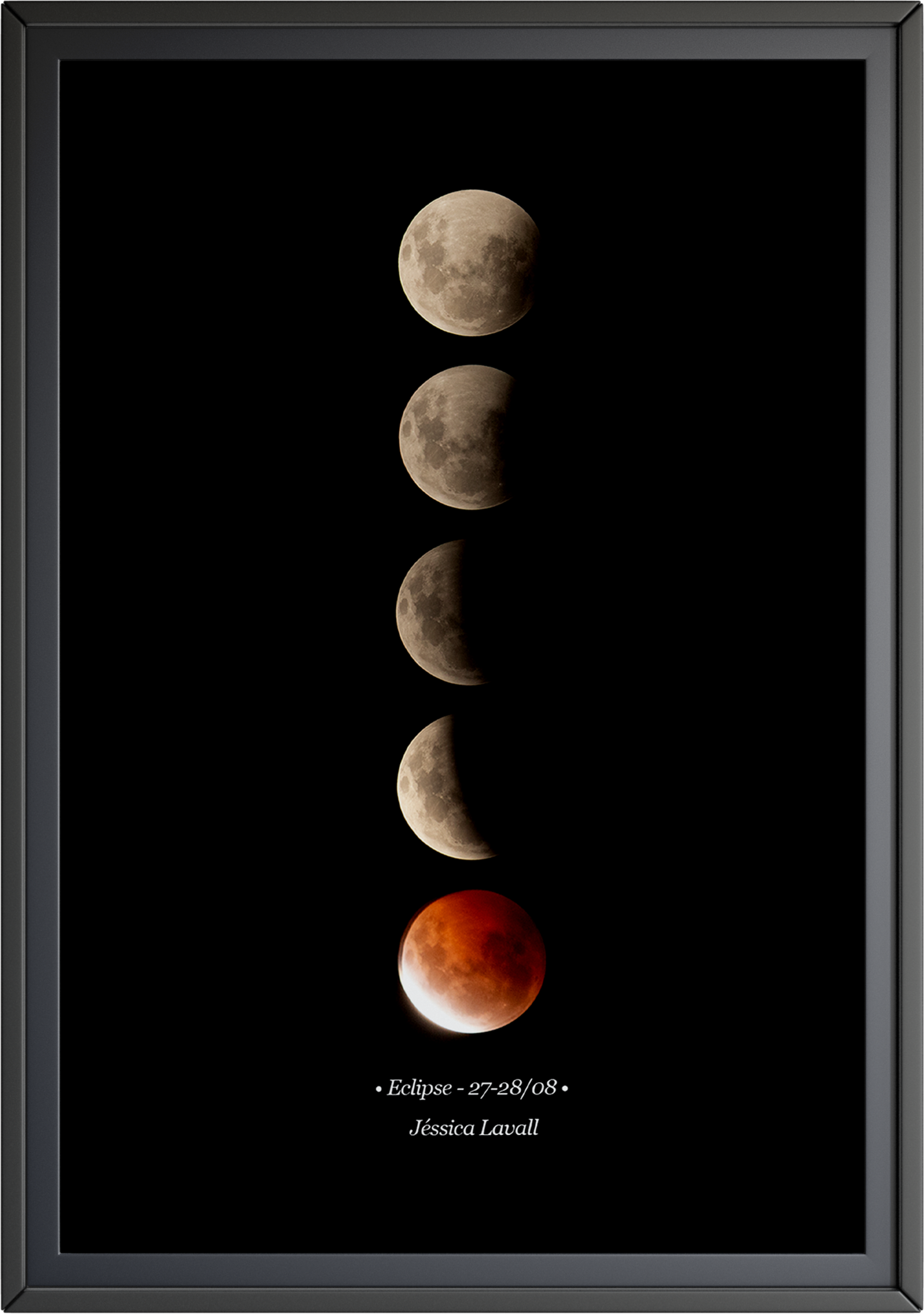 Sequência vertical das fases de um eclipse lunar